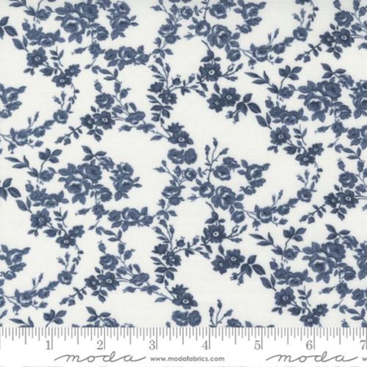 Fabric Moda Cream Navy Surfside Floral Nantucket Summer by the Quarter Yard 55263-23